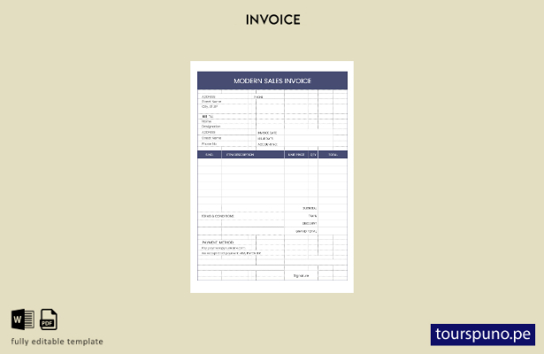 lista para imprimir plantilla de factura de ventas moderna
